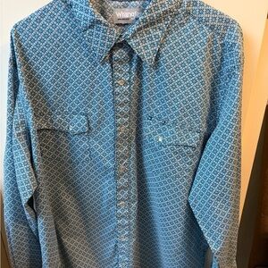 Wrangler Wrancher Men's Geometric Blue Shirt